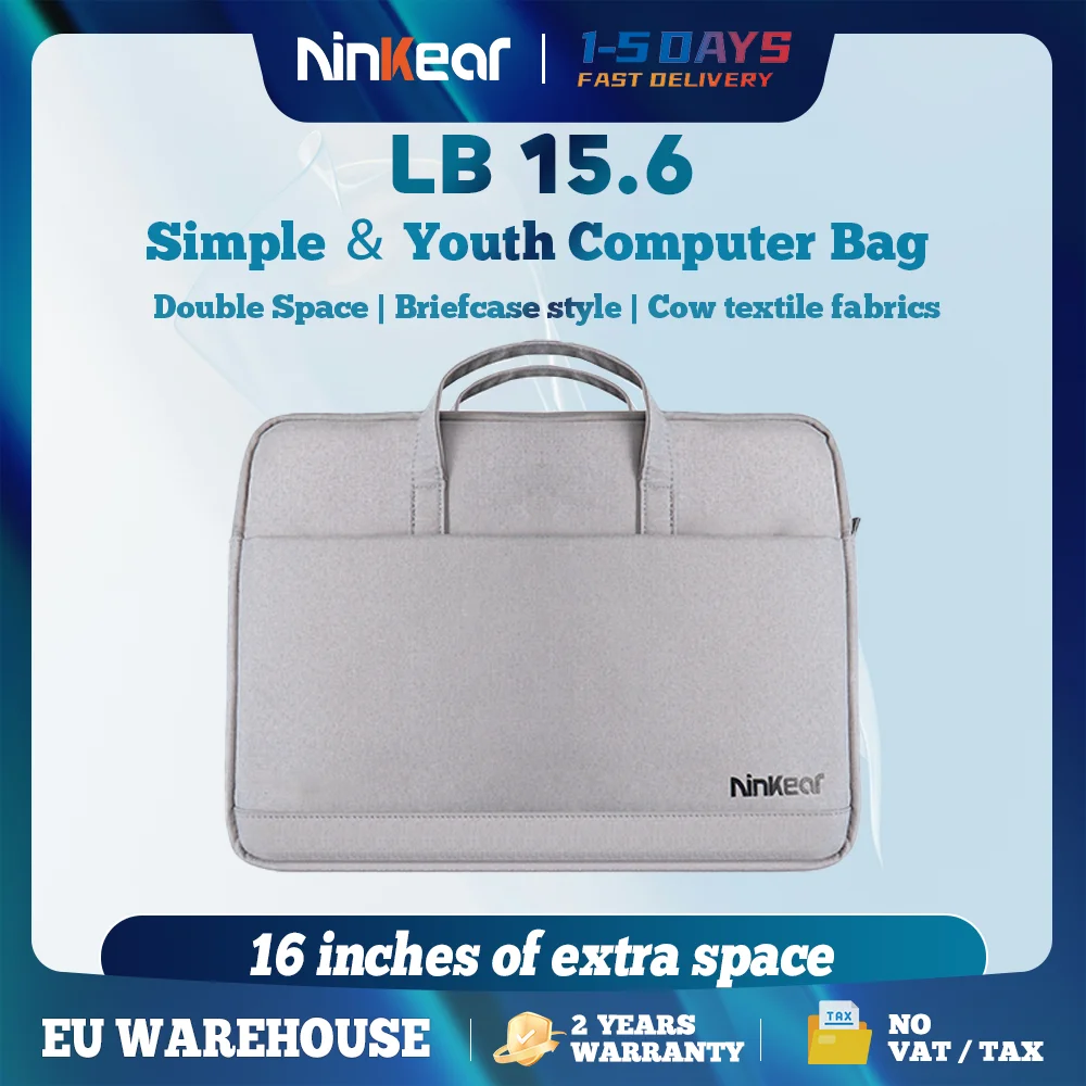 Ninkear-bolsa para ordenador portátil de 14,1/15,6/16 pulgadas, bolsa de viaje sencilla, para llevar, para oficina móvil