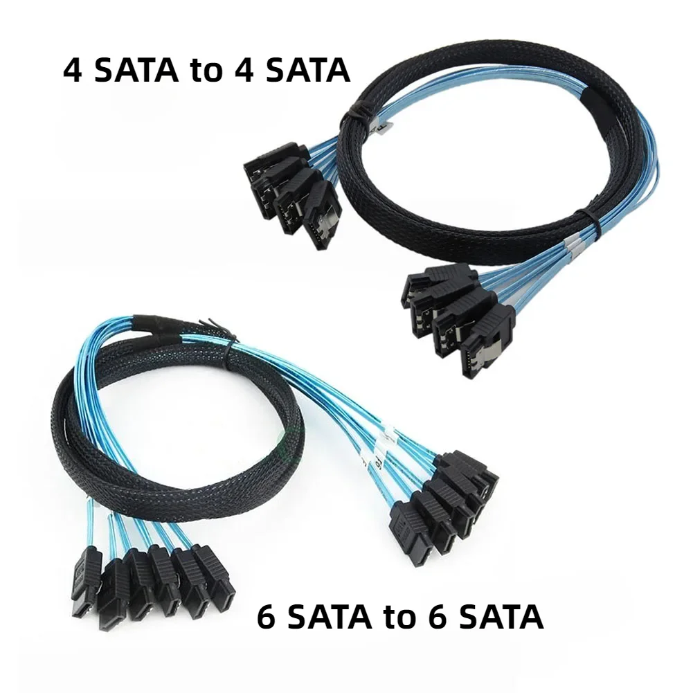 Cable de datos SATA 3,0 de 0,5 M, 6Gbps, 4 SATA a 4SATA, 6 SATA a 6SATA, Cable divisor de disco duro para servidor de ordenador Bitcoin, HDD SSD - imagen 3
