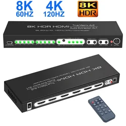 Conmutador Matriz HDMI 2.1 8K 4x2 Extractor Audio Óptico ARC 4K 120Hz