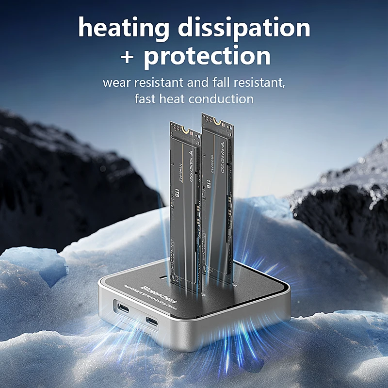 Estación de acoplamiento SSD con protocolo Blueendless Duay-Bay M.2 NVMe / SATA con lector SSD Hub tipo C USB3.1 caja SSD externa de 10Gbps - imagen 5