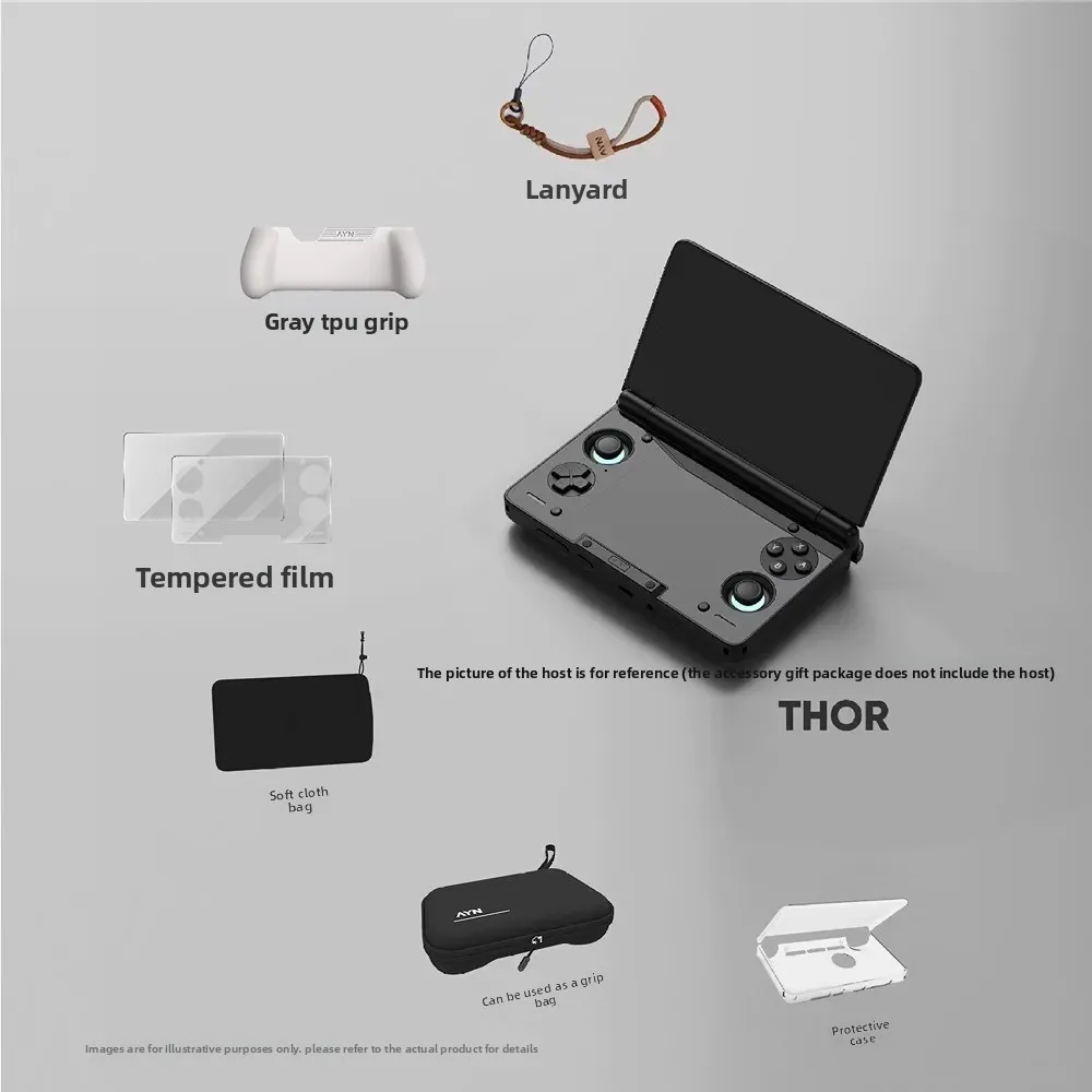 AYN THOR Protective Case Dual Screen Flip Up Handheld Device Gaming Accessories Storage Bag Lanyard Soft Bag For AYN THOR Gifts - imagen 3