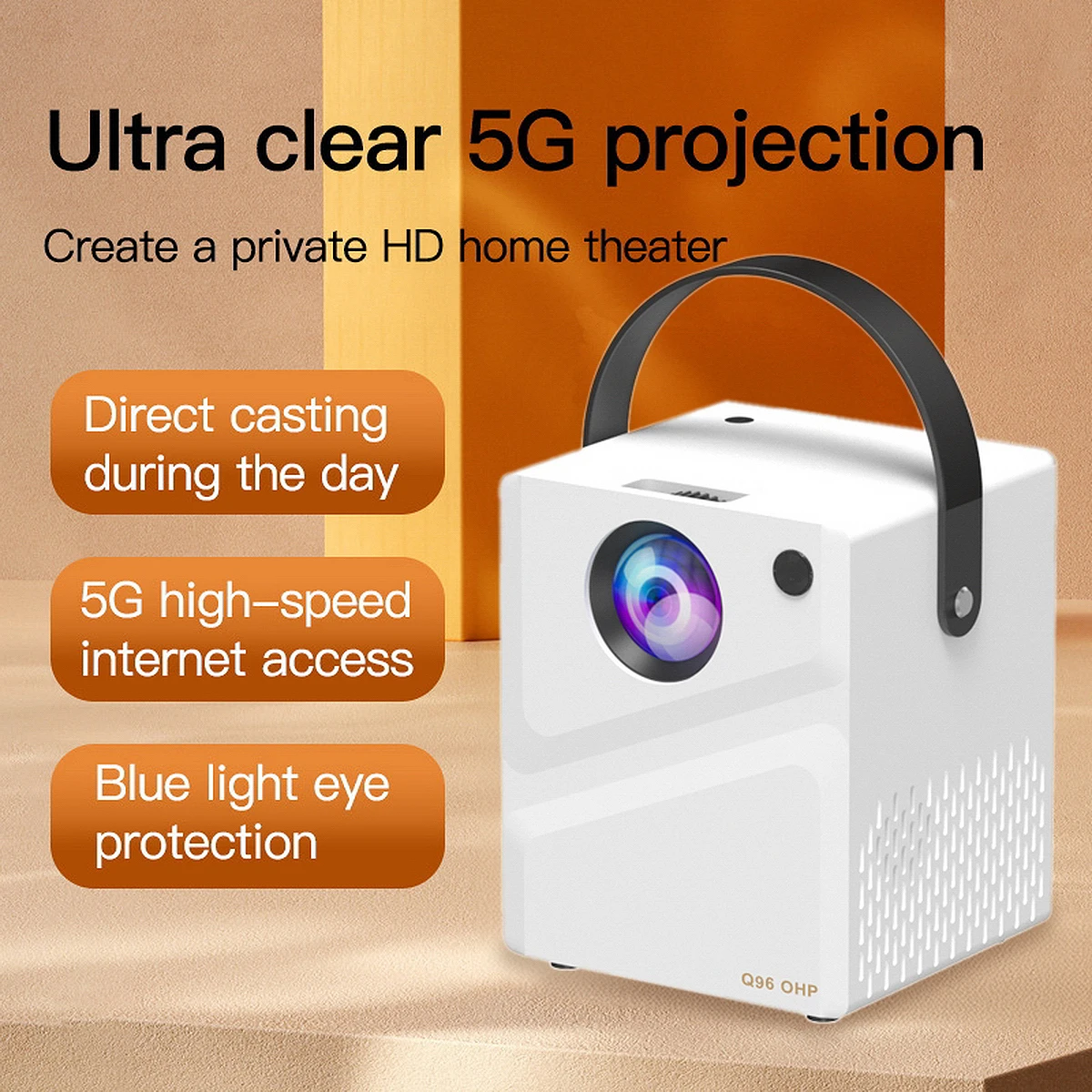 Q96 OHP Android Mini proyector compatible con 4K 1080P 4G 5G WIFI BT4.2 proyector 1280*720P proyector portátil de cine en casa - imagen 3