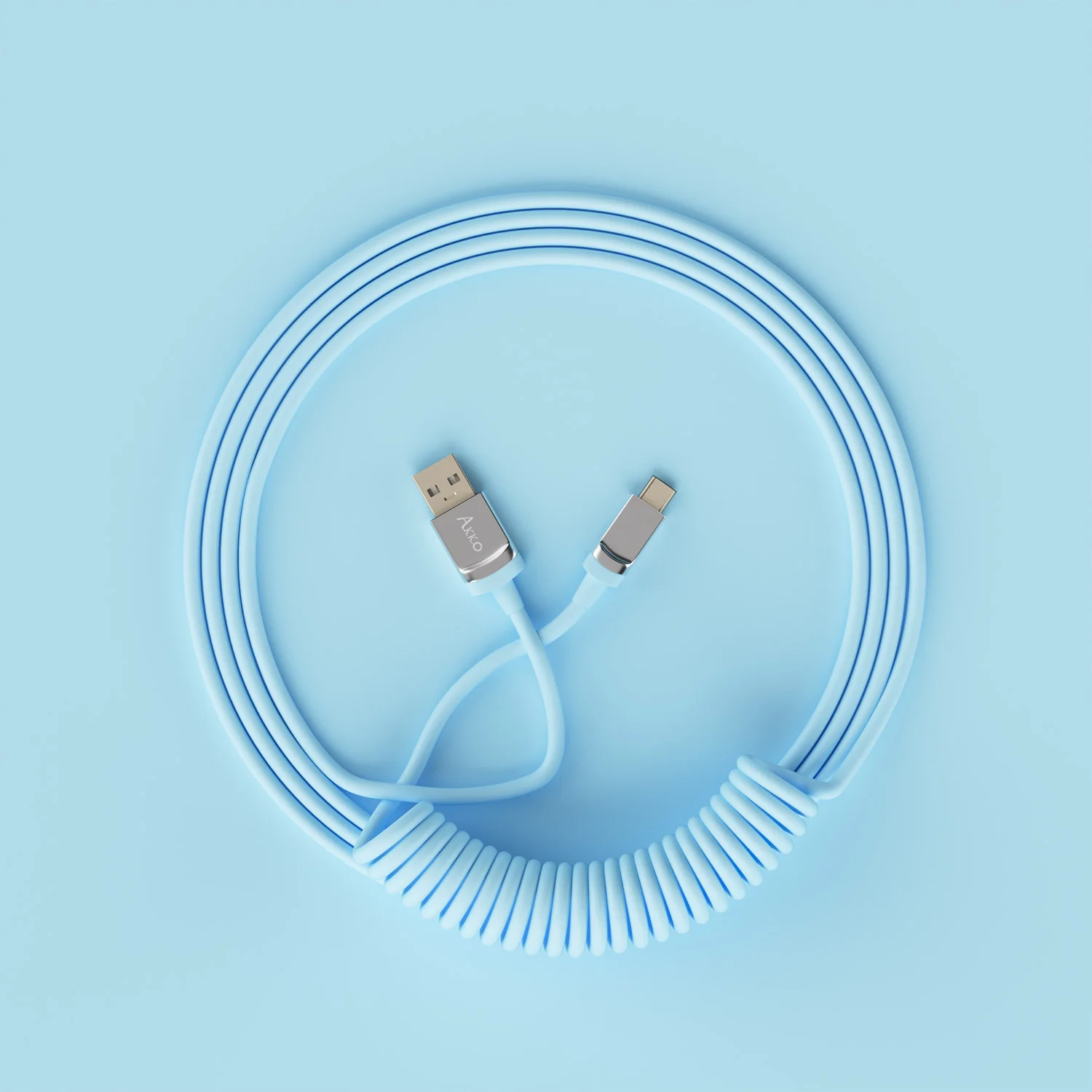 Akko Cable en espiral Cable de bobina de resorte USB tipo C retráctil para teclados mecánicos para juegos - imagen 4