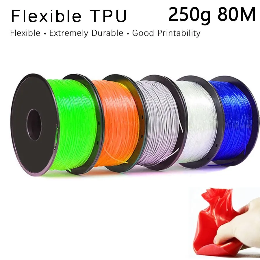 EasyThreed Impresión 3D Filamento flexible TPU Diámetro 1,75 mm Peso neto 250 g Longitud 80 M Material suave