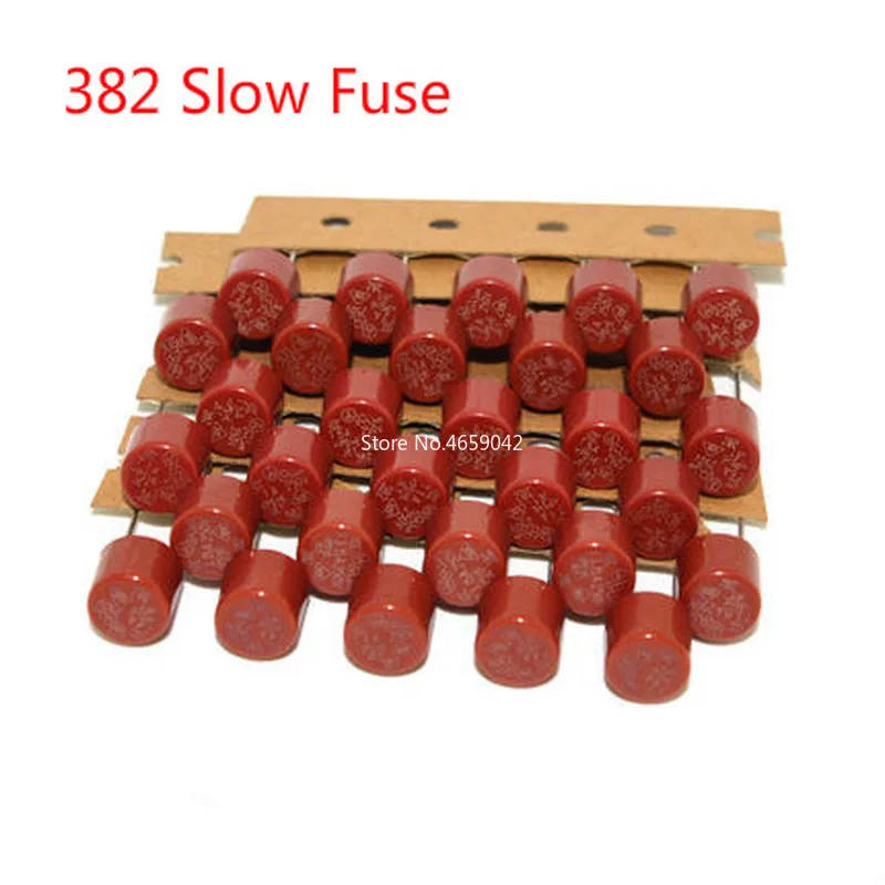 20 unids/lote de 382 fusibles de plástico cilíndricos, placa de alimentación para TV LCD, T0.5A, 500mA, 1A, 2A, 3.15A, 4A, 5A, 6.3A, 8A, 10A, 250V