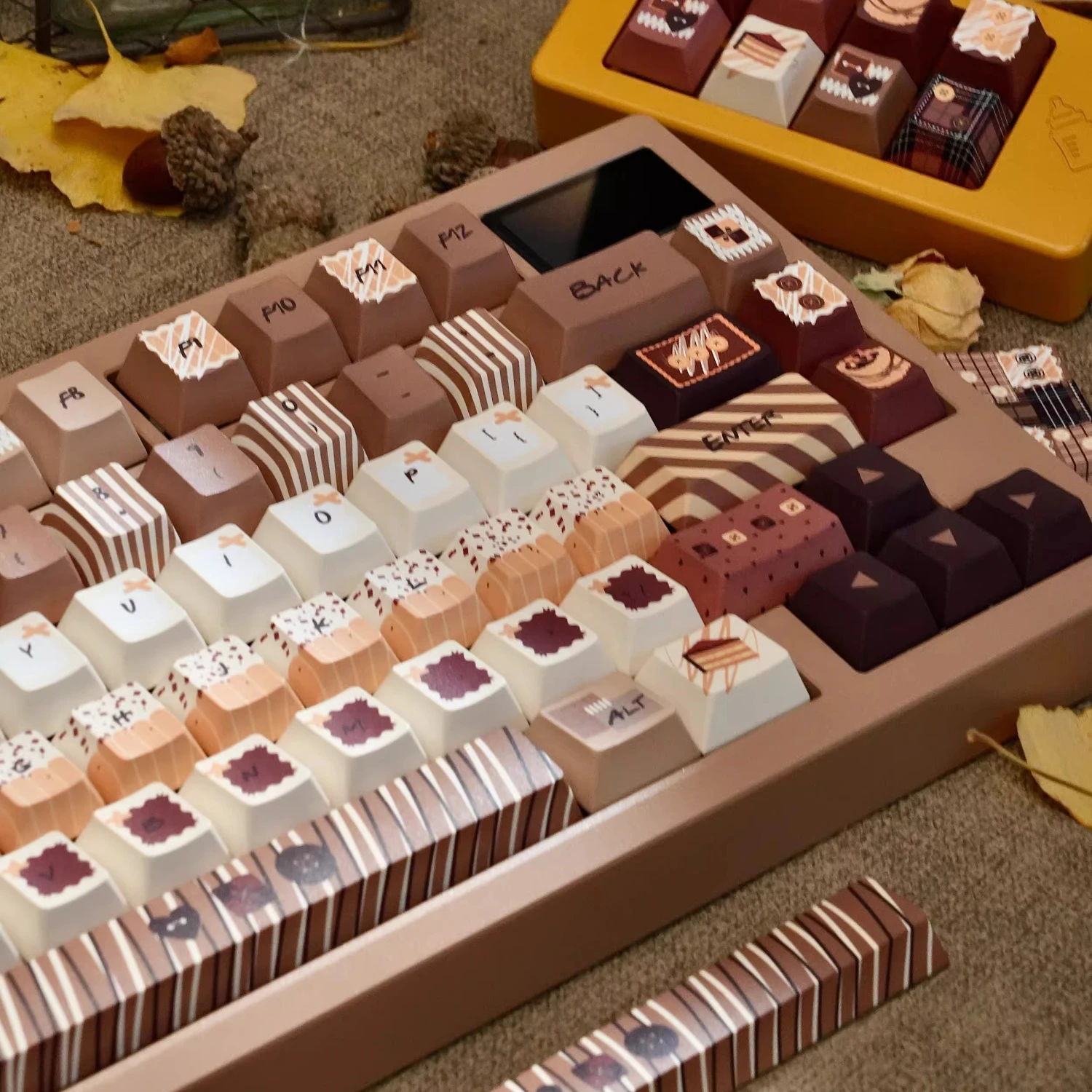 MAIMOOO Tiramisú Keycaps Cherry FOA Profile PBT Sublimación térmica de cinco lados Teclas marrones personalizadas para teclado mecánico - imagen 4