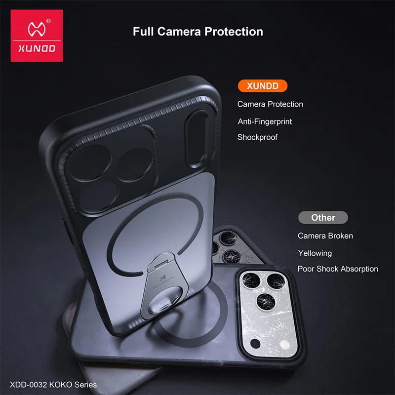 Para iPhone 17 Pro Max, 17 Pro Funda magnética XUNDD KOKO PC dura Translúcido Mate Funda plegable con soporte para teléfono - imagen 5