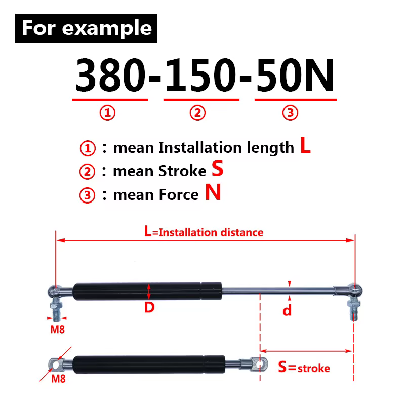 Bisagra Plegable con Resorte Gas 50N-500N Soporte Elevación 380mm - imagen 3