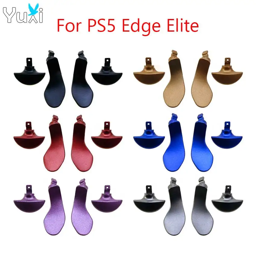 YuXi para PS5 Edge Elite, paletas de Metal traseras de repuesto, botones traseros intercambiables de acero inoxidable, bloqueo de gatillo de pelo