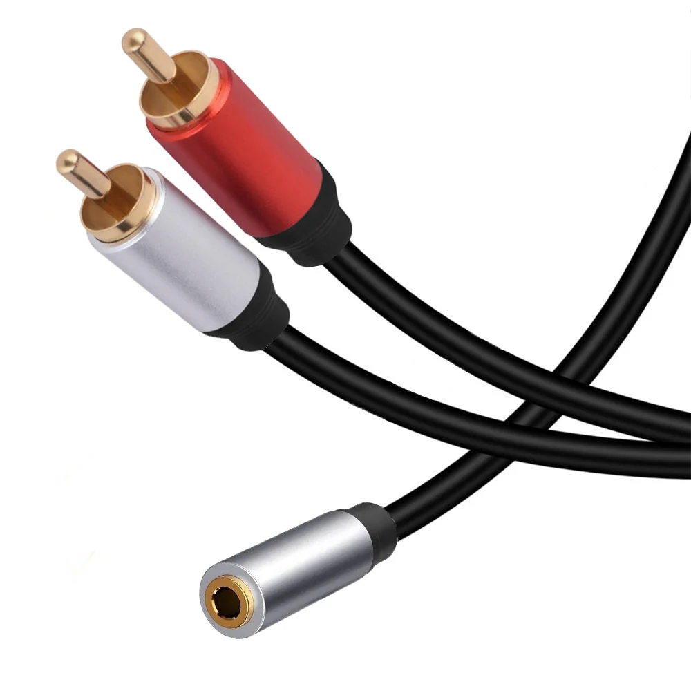 Cable divisor estéreo de 3,5 a 2 RCA Y, adaptador auxiliar de 2RCA a 3,5mm, Cable de Audio para ordenador, MP3, teléfono, altavoz, cine en casa, DVD