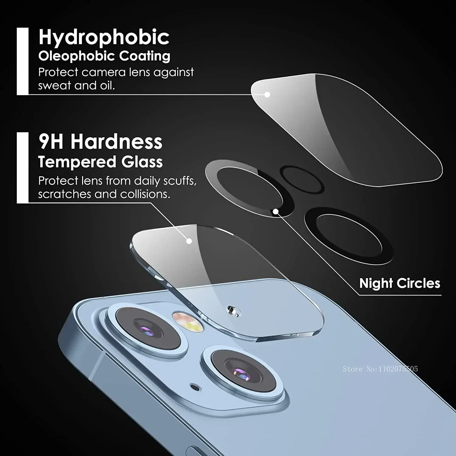 Protector de lente de cámara de cubierta completa, 3 uds., para iPhone 15, 14, 13, 12, 11 Pro Max, vidrio templado para iPhone 12 13 Mini 14 15 Plus - imagen 2