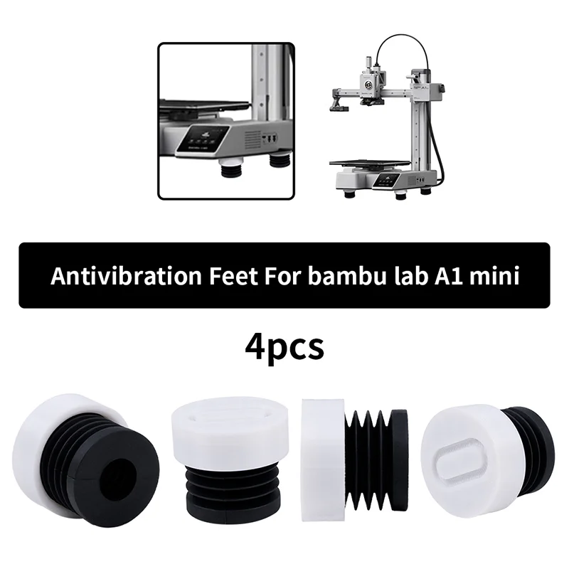 4 Uds para Bambu Lab A1 Mini impresora 3D almohadilla antivibración para pies antideslizante antigolpes piezas de almohadilla de goma a prueba de polvo