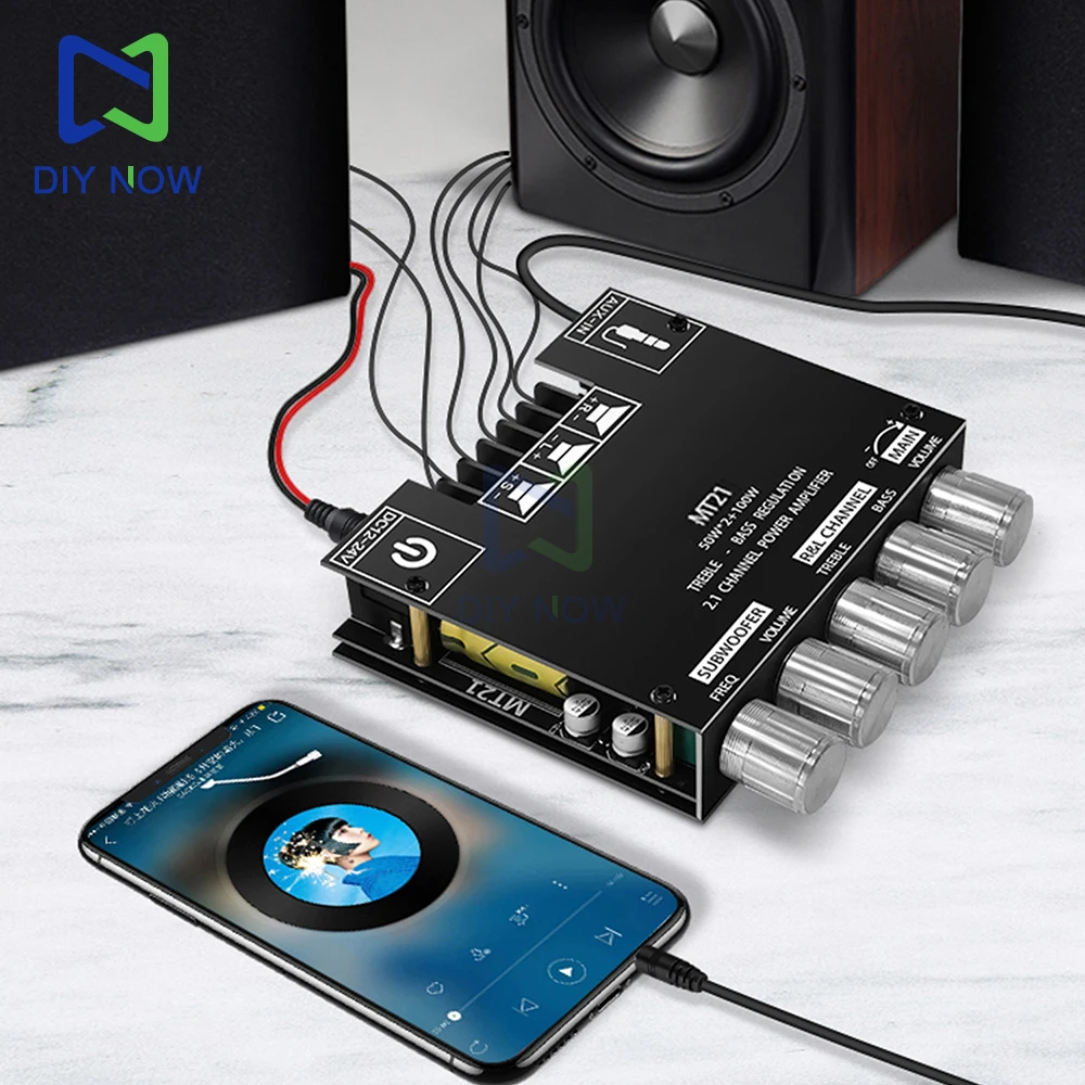 Módulo amplificador Digital MT21 2,1 canales AUX Bluetooth 5, 100W + 50W + 50W, placa amplificadora Bluetooth de alta fidelidad, salida de subwoofer - imagen 3