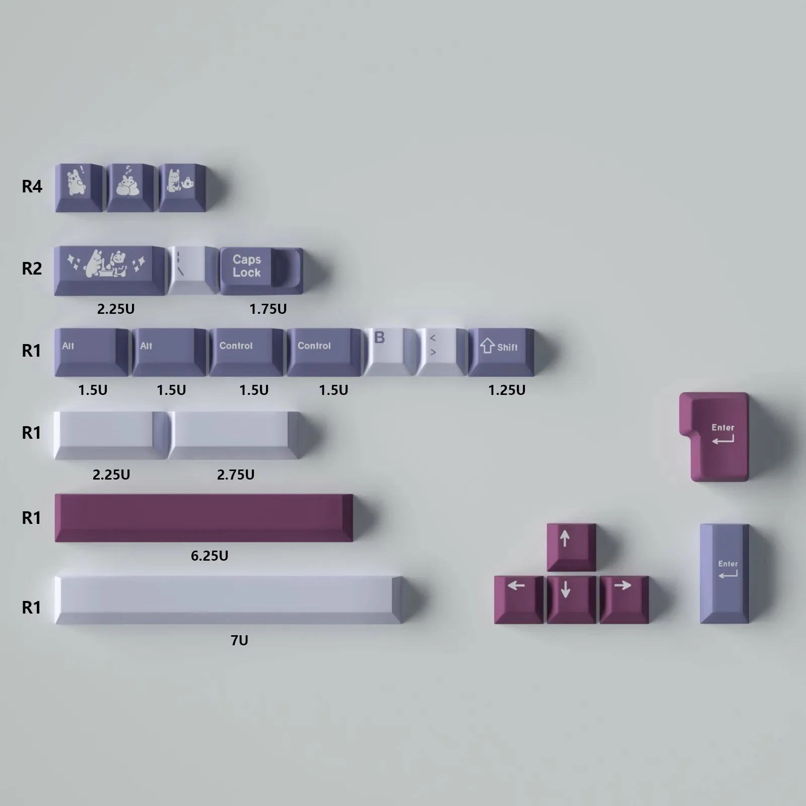 129 teclas lindo conejo fuente en inglés teclas sublimación de tinte PBT OEM Coral Sea keycap para teclado mecánico Ikbc Cherry MX Annie - imagen 4