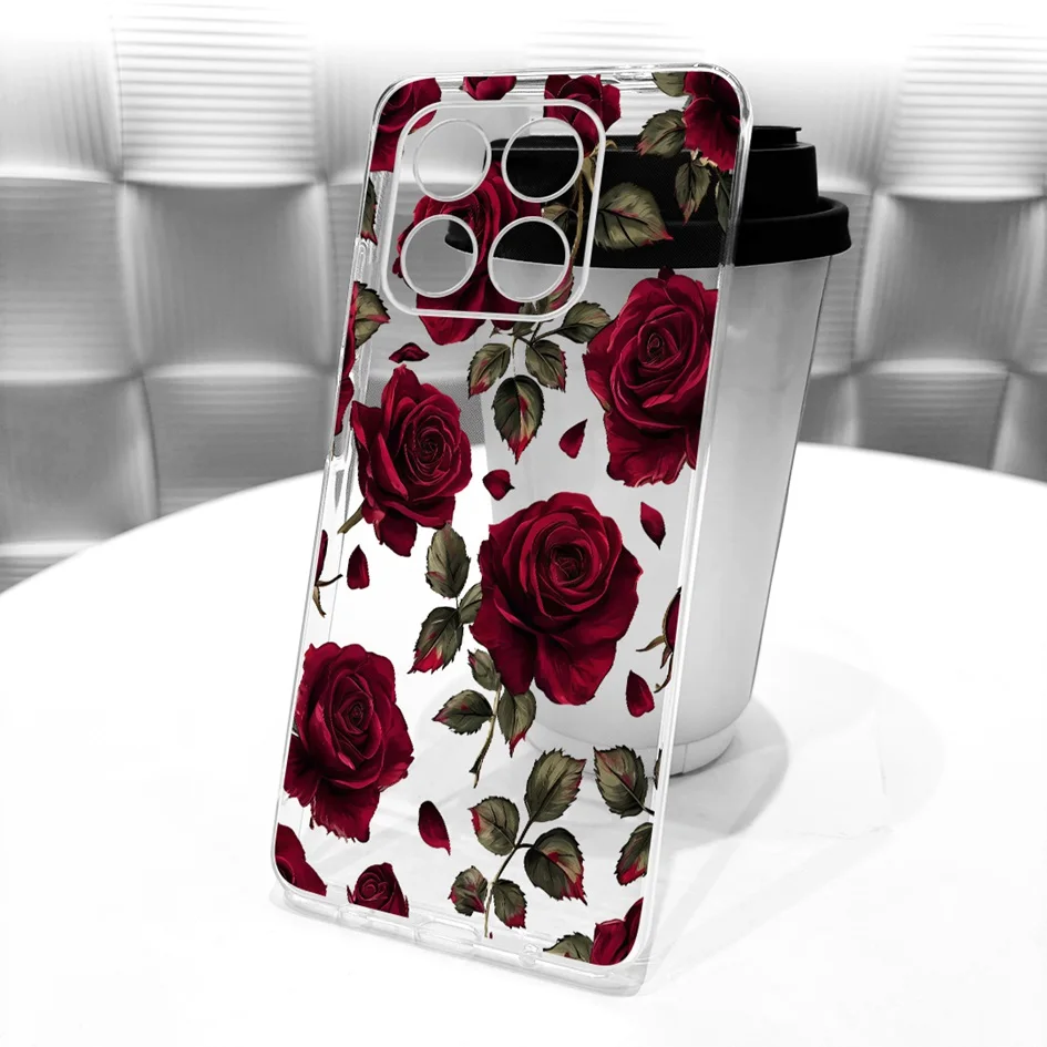 Funda transparente para Honor X6a X6b, cubierta WDY-LX1 JDY-LX1 LX2, parachoques de silicona suave con flores a la moda para Protector HonorX6a HonorX6b - imagen 5