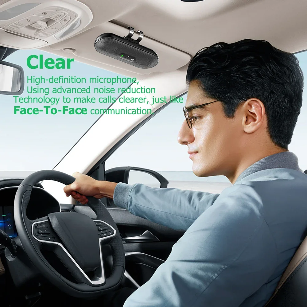 Kit manos libres Bluetooth 5,4 para coche, altavoz con visera, reproductor de música, altavoz de 6W, receptor de música inalámbrico con asistente de voz - imagen 3