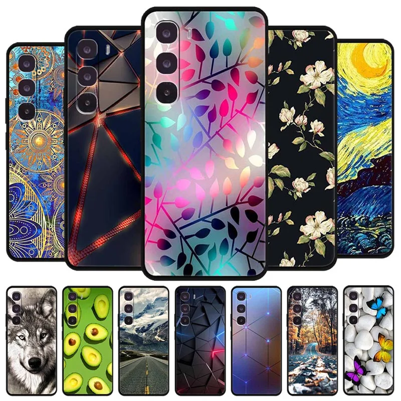 Para Infinix Hot 60 Pro Plus funda a prueba de golpes de silicona suave funda negra para teléfono Infinix Hot60 Pro Plus carcasas protectoras de animales