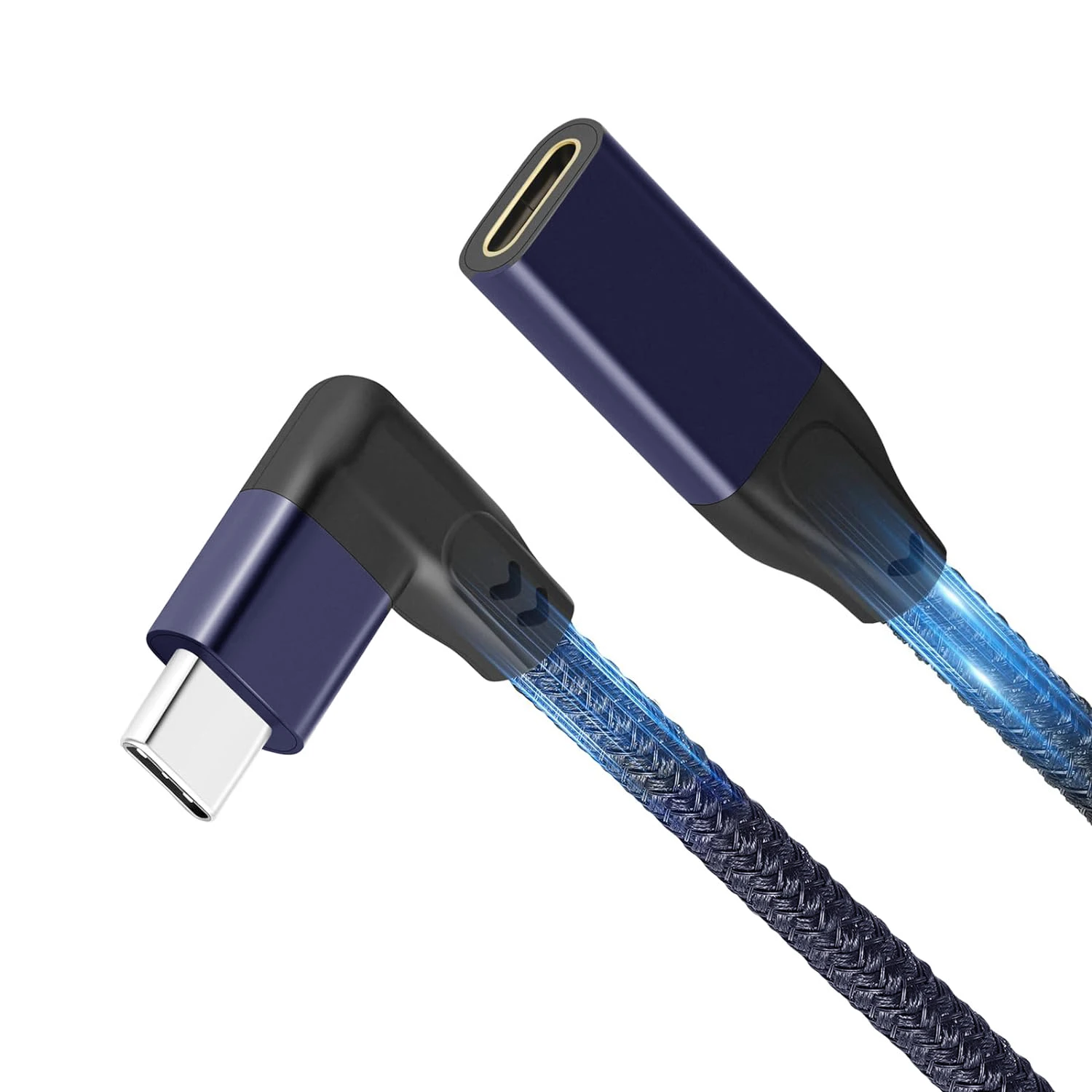 Cable de extensión USB C de ángulo recto de 90 grados USB3.1 Gen2 tipo C macho a hembra 10Gbps 4K vídeo PD100W Cable trenzado para teléfono móvil