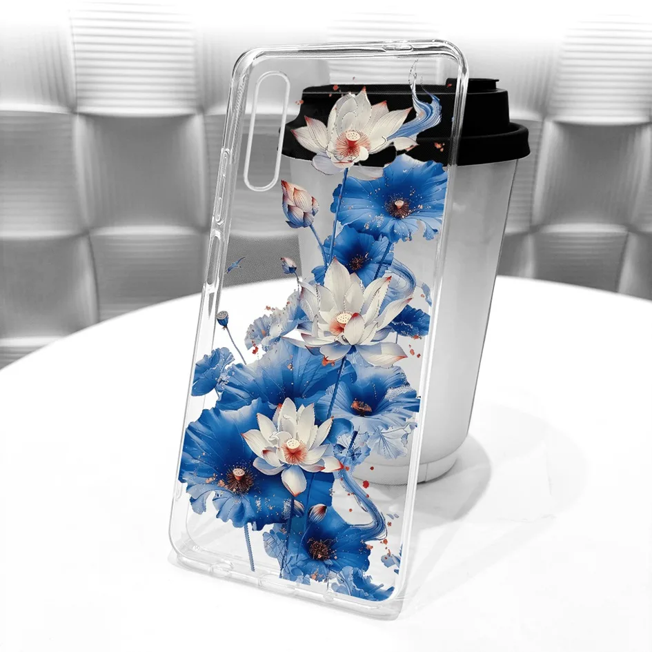 Para Samsung Galaxy A50 funda SM-A505F funda de silicona transparente elegante flor Bowknot carcasa suave para Samsung A30s A50s A70 Capa - imagen 2