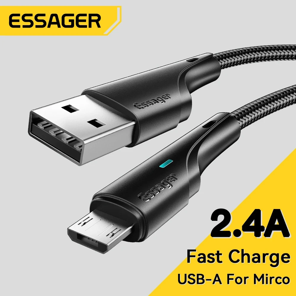 Cable Micro USB Essager Cable de datos de carga rápida para Xiaomi Realme Redmi Note Samsung Cable cargador de teléfono móvil Cable Micro USB