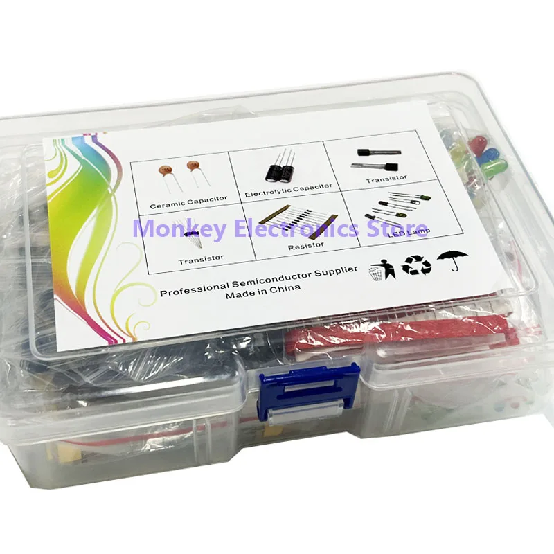 Kit de componentes electrónicos, 8 tipos de diodo de resistencia led, circuito integrado IC ne555 lm317, condensador electrolítico to-92 to-220 - imagen 2