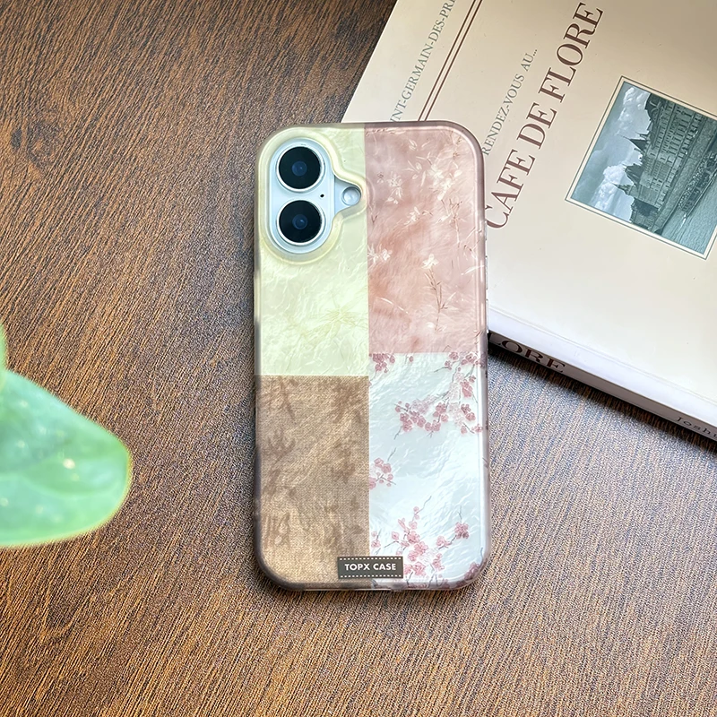 Funda de teléfono con estampado de flor de ciruelo y caligrafía de orquídeas de estilo Vintage para iPhone 16 15 14 13 12 11 Pro Max X XS 7 Plus, funda de silicona - imagen 5