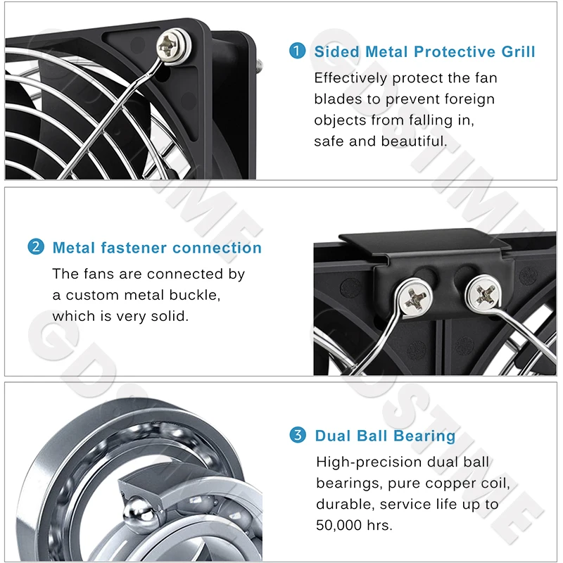 Gdstime-ventilador de 120mm, 12V, 220V, doble bola, 12025, ventilador de servidor con controlador, máquina Btc, estación de trabajo, gabinete, ventilador de radiador - imagen 3