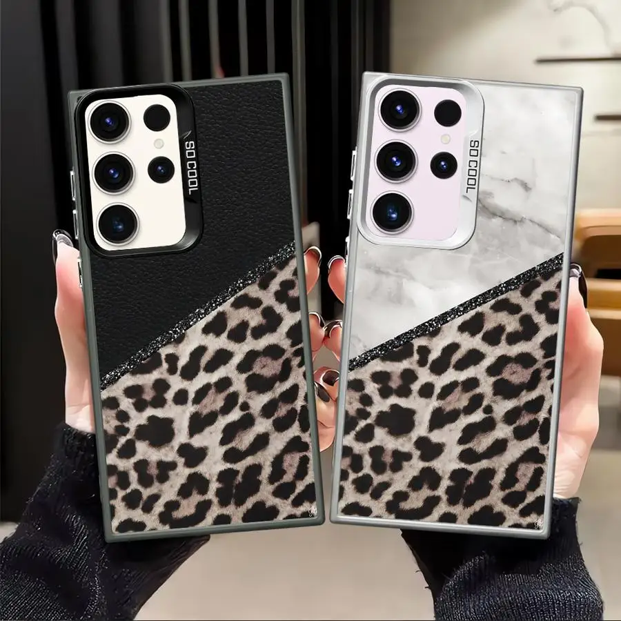 Funda trasera personalizada con estampado de leopardo para Samsung Galaxy S21 S23 S20 Plus S25 S24 FE S23 Note 20 Ultra S22