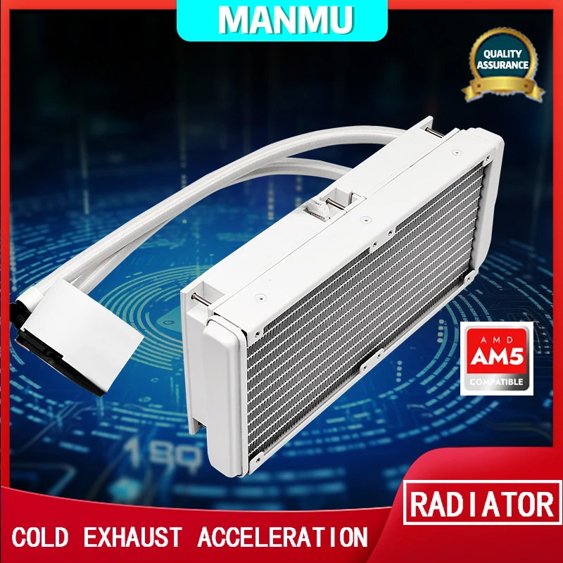 Manmu-enfriador de CPU líquido de 240mm, ventilador PWM de 4 pines, 120mm, RGB/AC, refrigeración por agua integrada AM5 AM4 Intel 115x/1200/1700/2011/2066 - imagen 5