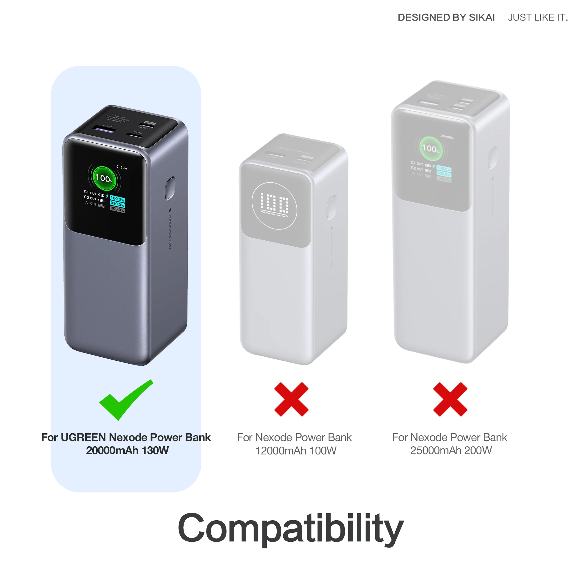 Funda de silicona SIKAI para UGREEN Nexode Power Bank 20000mAh 130W Estuche de viaje portátil para UGREEN Nexode Power Bank 12000mAh 100W - imagen 2