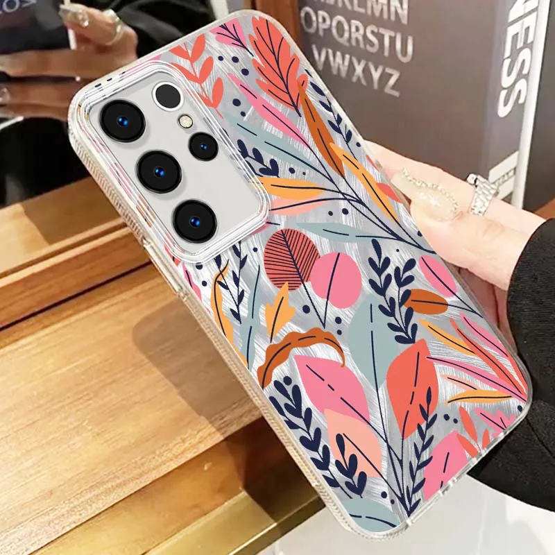 Patrón de flores coloridas para Samsung Galaxy A56 A73 A72 A71 A55 A54 A53 A52 A35 A34 A33 A31 funda de teléfono con textura de plumas - imagen 5