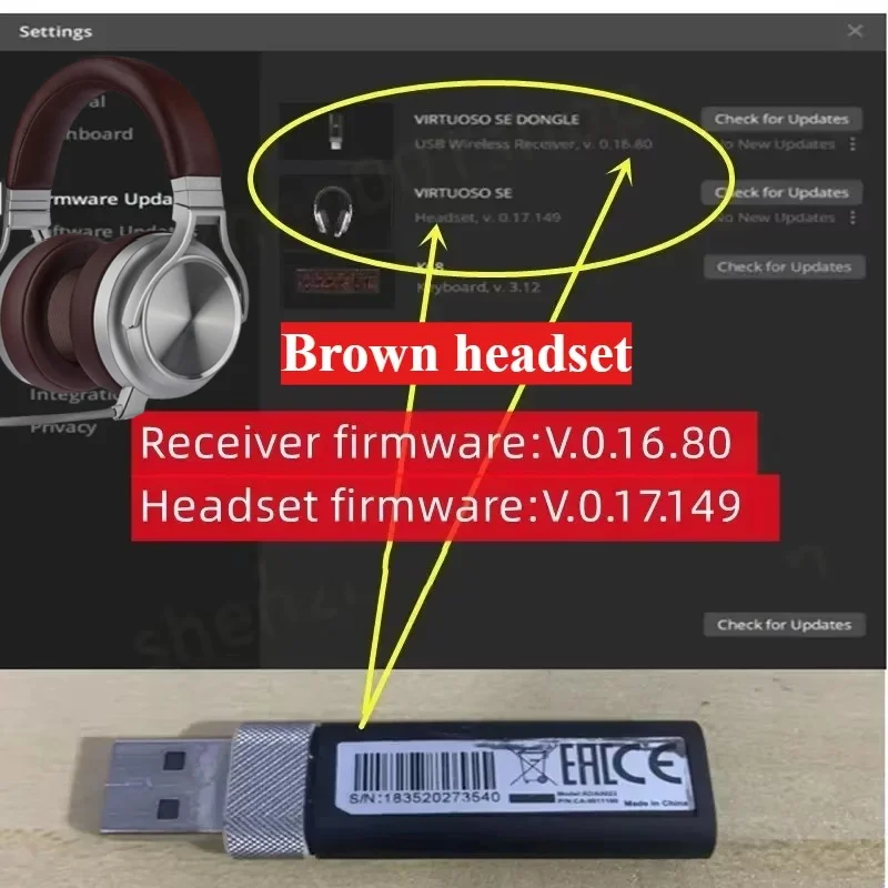 Adaptador dongle receptor USB para auriculares inalámbricos Corsair VIRTUOSO SE