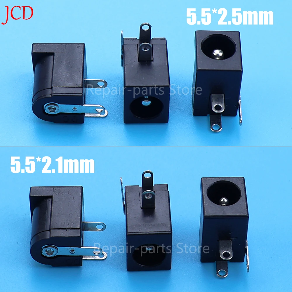 10 Uds 5,5x2,1/2,5mm DC-005 conector de alimentación CC negro conectores CC suministro tipo barril Terminal de montaje PCB de ángulo recto - imagen 2
