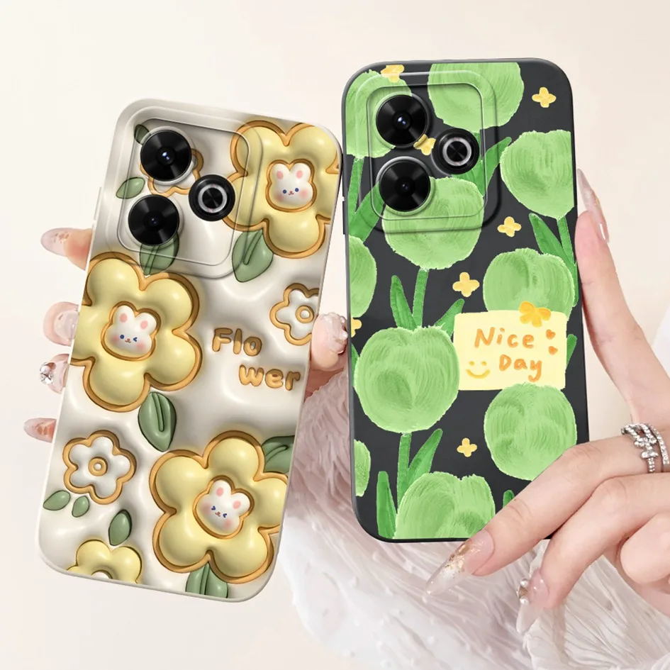 Funda protectora para Xiaomi Redmi 13 4G, carcasa suave con diseño de flores coloridas para protección de cámara - imagen 2