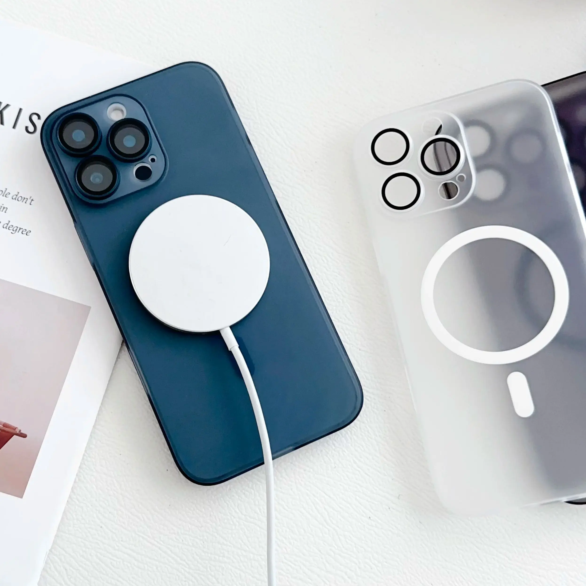 Funda de carga inalámbrica magnética mate Original para iPhone 16, 15, 14, 13, 12, 11 Pro Max Plus, cubierta delgada dura para Magsafe a prueba de golpes - imagen 2