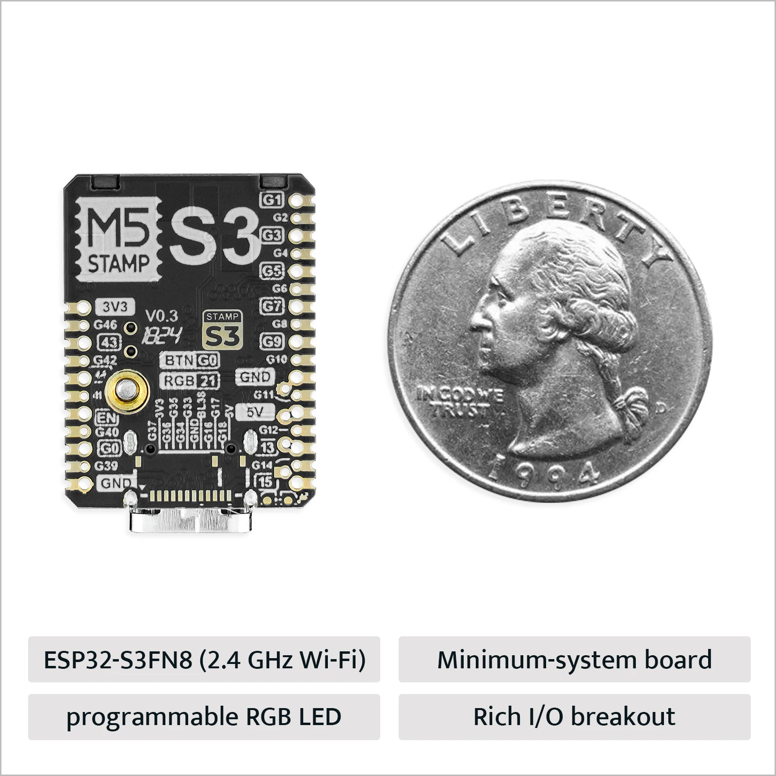 Módulo oficial M5Stack M5stampS3A ESP32-S3FN8 - imagen 5
