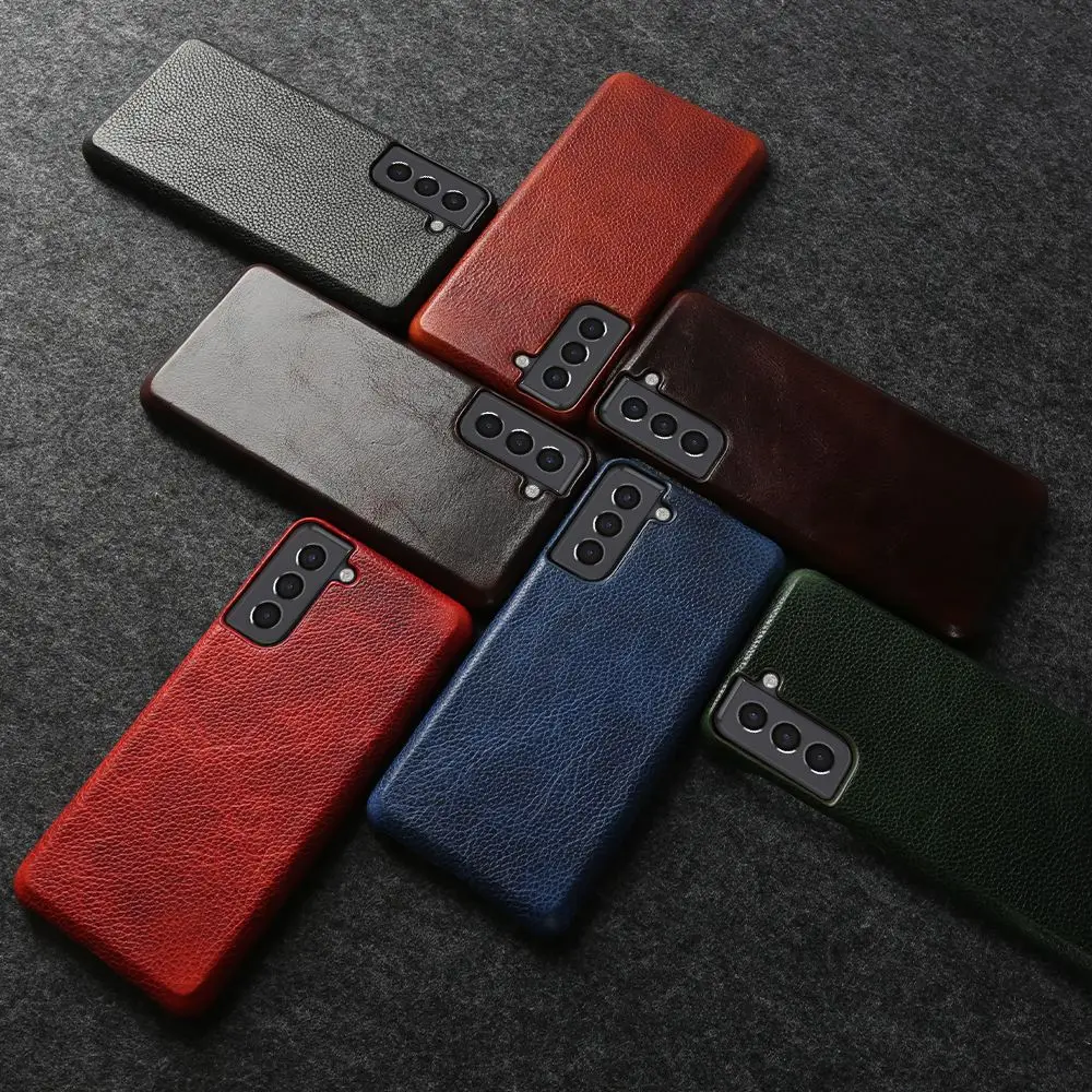 Para Samsung S21 funda de lujo de cuero auténtico para Galaxy S21 FE S21Ultra S22 Plus S23Plus Note20 fundas de teléfono Coque capa - imagen 4