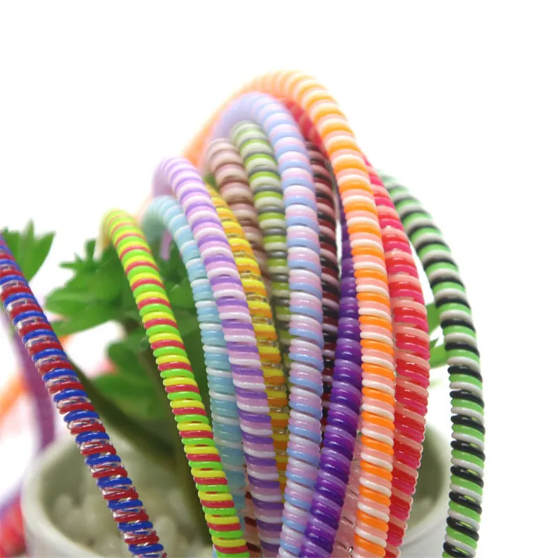 100 개 1.4M 다채로운 나선형 충전기 케이블 코드 보호기 범용 데이터 라인 장식 와인더, 아이폰 삼성 화웨이 샤오미 - imagen 5