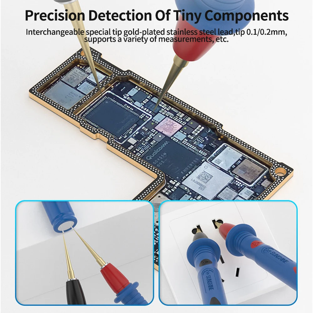 SUNSHINE SS-024B 1000V 20A Cable de prueba de sonda de acero inoxidable con aguja reemplazable para multímetro herramienta de cable de prueba Universal - imagen 3