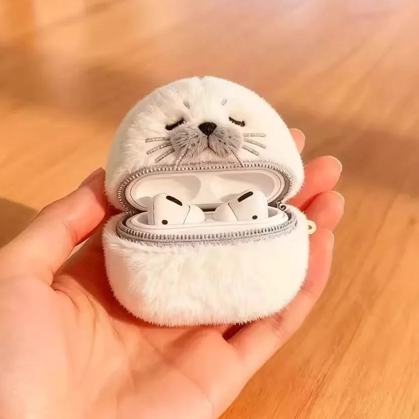 Funda Original de felpa Phocidae para teléfono, decoración de dibujos animados, funda protectora personalizada para Airpodspro1/2/AirPods 4 Y2k, accesorio - imagen 5