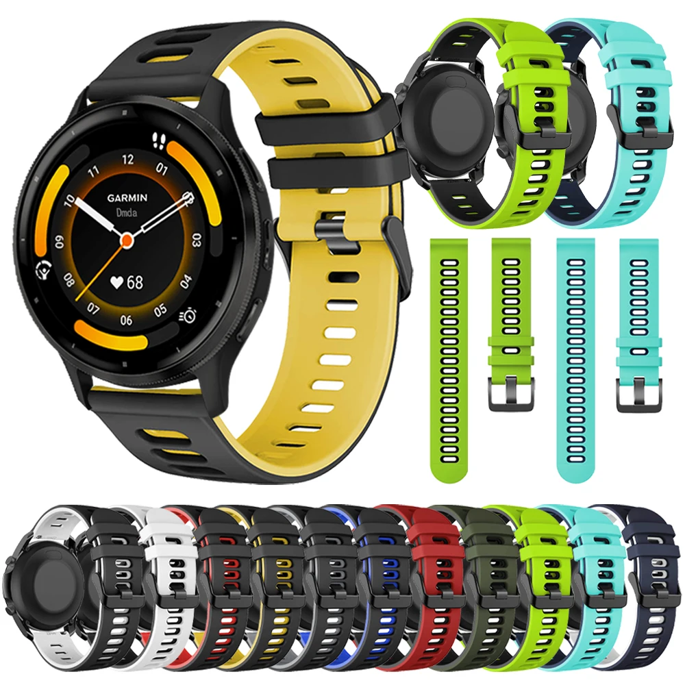 Correa deportiva de silicona para Garmin Venu 3 Forerunner 255 Music 55 245 645 banda de malla Vivoactive 4/Venu 2 correa de reloj pulsera de 20 22mm - imagen 2