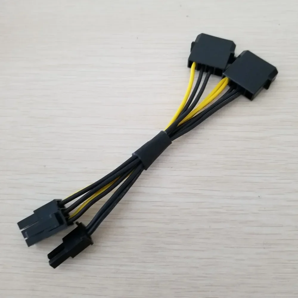 Tarjeta de visualización de vídeo gráfica Dual IDE Molex a PCI-E PCI Express de 4 pines GPU 8 pines (6 pines + 2 pines) Cable de alimentación 18AWG 15cm - imagen 4