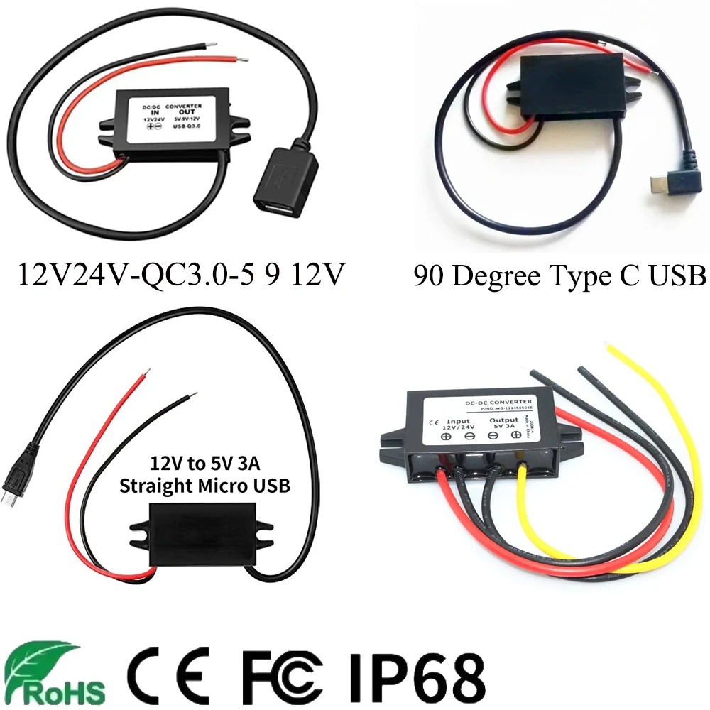 15W 12V 24V a 5V 3A DC-DC convertidor reductor regulador módulo de fuente de alimentación Mini USB Micro USB macho hembra tipo C adaptador - imagen 2