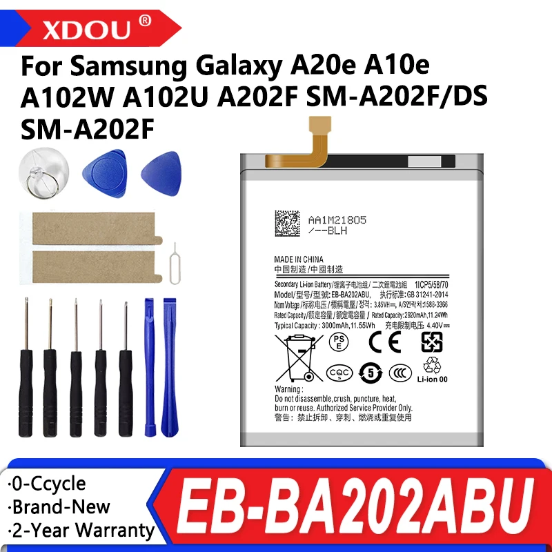 Nueva batería EB-BA202ABU de 3000mAh para Samsung Galaxy A20e A10e A102W A102U A202F SM-A202F/DS SM-A202F