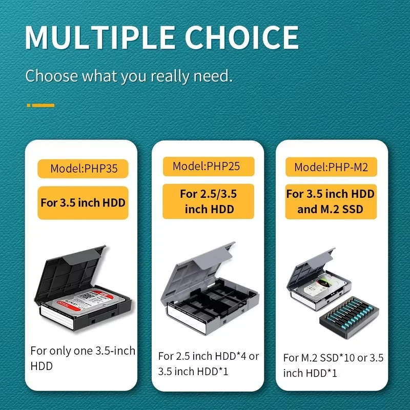 ORICO SSD M.2 Estuche protector Estuche rígido con etiqueta para disco duro de 2,5/3,5 pulgadas SSD HDD Estuche Caja de almacenamiento a prueba de agua (PHP25) - imagen 3