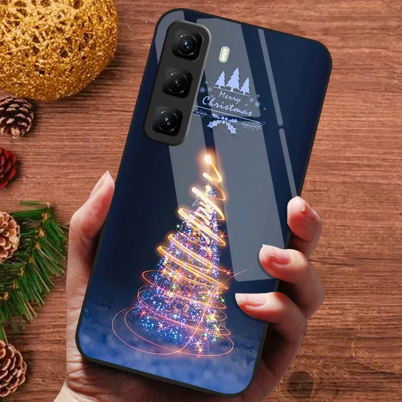 Funda pintada de Navidad para infinix Hot 50 60 4G 5G 50i 60i Hot50 Pro + 50Pro Plus Funda de vidrio templado Fundas para teléfono - imagen 2