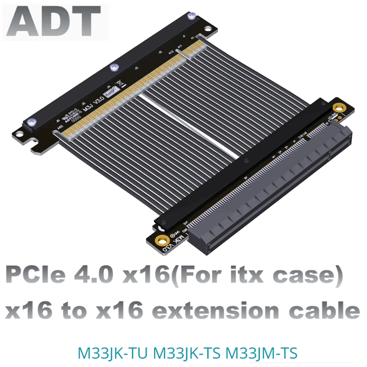 Cable elevador 2025 PCIe 4,0x16, Cable de extensión de conector inverso Dual blindado PCI-E Gen4 para tarjeta gráfica de servidor de chasis ITX A4 - imagen 2