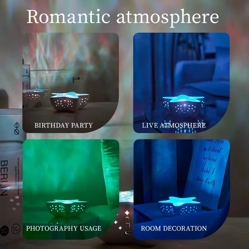 Proyector Led de estrella de mar, luz nocturna, luces del norte, recargable, RGB, iluminación ambiental romántica, luz de ambiente, escritorio, dormitorio, decoración de fiesta - imagen 5