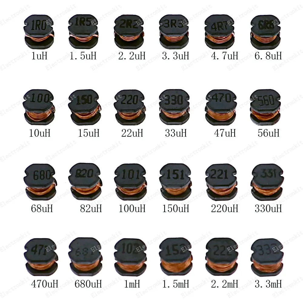 Kit de inductancia de potencia de 24 valores CD54 SMD, 240/2,2/3,3/4,7/10/22/33/47/68/6,8/100/220/680uH, juego de inductancia de bobinado de alambre de 1mH, 330 unids/lote por caja - imagen 5