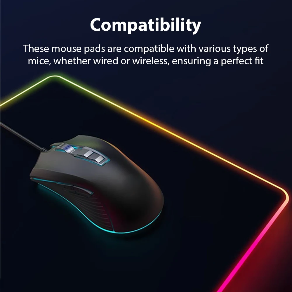 Alfombrilla de ratón para juegos XXL, alfombrillas de ratón multicolor con luz LED grande, alfombrilla de ratón impermeable y antideslizante, alfombrilla de mesa de cómputo, accesorios de escritorio - imagen 5